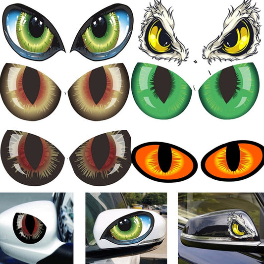1pc Car Reflective Car Sticker Rearview Mirror Eye Funny Sticker 3D Scratch Blocking Body Sticker Decorative Sticker