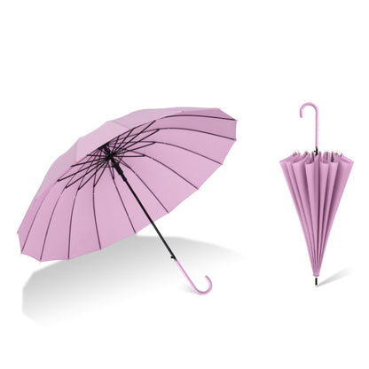 16 Bone Plain Straight Umbrella Small Fresh Long Handle Umbrella, High Indigo, Grapefruit Pink, Matcha Green, Orange, Apricot, Dark Blue, Mint Green, Charm Blue, Ginger, Red Wine, Violet, Classic Black, Vanilla Green, Wood Handle High Indigo�����������...