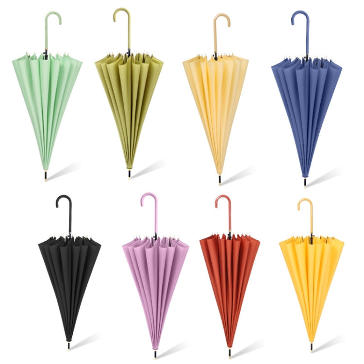 16 Bone Plain Straight Umbrella Small Fresh Long Handle Umbrella, High Indigo, Grapefruit Pink, Matcha Green, Orange, Apricot, Dark Blue, Mint Green, Charm Blue, Ginger, Red Wine, Violet, Classic Black, Vanilla Green, Wood Handle High Indigo�����������...
