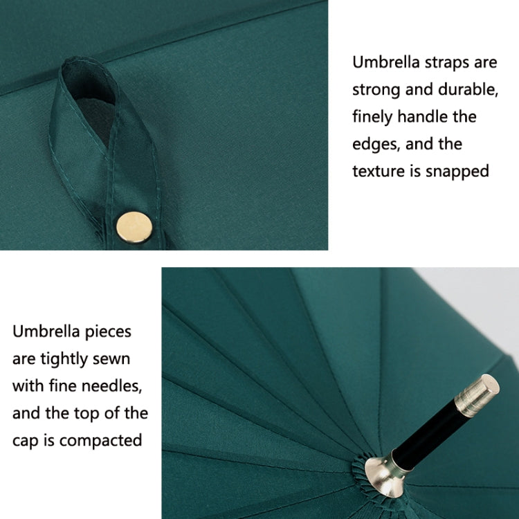 16 Bone Plain Straight Umbrella Small Fresh Long Handle Umbrella, High Indigo, Grapefruit Pink, Matcha Green, Orange, Apricot, Dark Blue, Mint Green, Charm Blue, Ginger, Red Wine, Violet, Classic Black, Vanilla Green, Wood Handle High Indigo�����������...