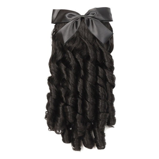 Princess Curly Ponytail Wig Costume Film And Television Retro Prom Comb Ponytail Curly Hair, Natural Black, Brownish Black, Light Brown, Dark Brown