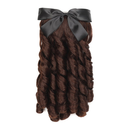 Princess Curly Ponytail Wig Costume Film And Television Retro Prom Comb Ponytail Curly Hair, Natural Black, Brownish Black, Light Brown, Dark Brown