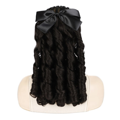 Princess Curly Ponytail Wig Costume Film And Television Retro Prom Comb Ponytail Curly Hair, Natural Black, Brownish Black, Light Brown, Dark Brown