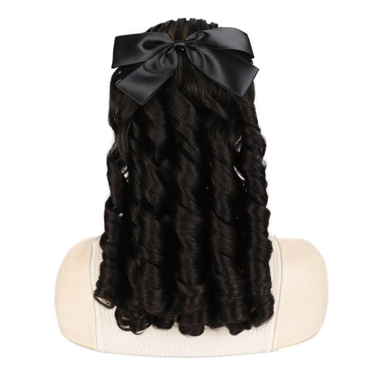 Princess Curly Ponytail Wig Costume Film And Television Retro Prom Comb Ponytail Curly Hair, Natural Black, Brownish Black, Light Brown, Dark Brown