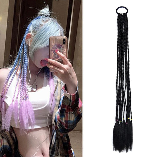 FQXBMW Colorful Braid Hair Band Wigs Corn Silk Colorful Dreadlocks Ponytail, Color: 1, 1, 02, 06, 07, 08, 15, 18, 20, 24, 26, 27, 35, 44, 49, 50, 56, 29, 31, 55