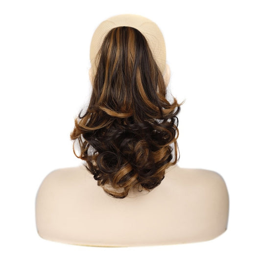 Women Curly Hair Short Ponytail Wig With Shark Clip, 4AH27A #, 12H24 #, 16H613 #, 22H24 #, 22M613 #, 86M613 #