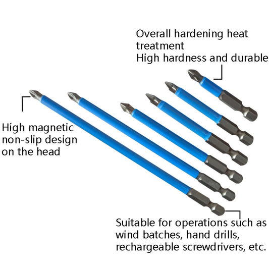 7PCS/set PH2 Strong Magnetic Hand Drill Screwdriver Mouth Anti-Slip Screwdriver Bit, 7PCS/set PH2, 6PCS/set 25mm, 7PCS/set 50mm, 12 PCS/set 50mm
