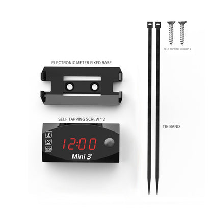 Voltage Clock And Temperature 3 In 1 LED Electronic Meter Large-Screen Digital Display Waterproof And Dustproof Voltmeter, 3 In 1 LED White Light, 3 In 1 LED Green Light, 3 In 1 LED Blue Light, 3 In 1 LED Red Light