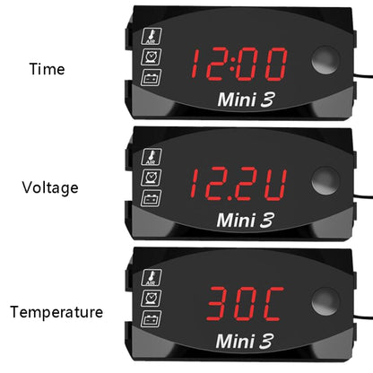 Voltage Clock And Temperature 3 In 1 LED Electronic Meter Large-Screen Digital Display Waterproof And Dustproof Voltmeter, 3 In 1 LED White Light, 3 In 1 LED Green Light, 3 In 1 LED Blue Light, 3 In 1 LED Red Light