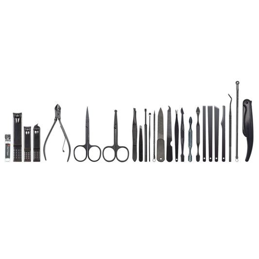 25 PCS / Set Nail Clippers Home Pedicure And Nail Care Tools, Black Red