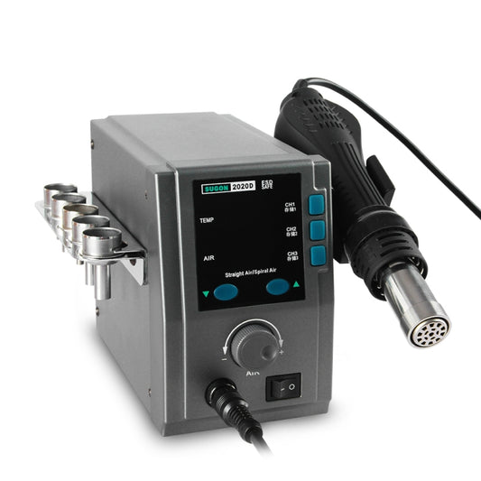SUGON Hot Air Rework Station LED Display Temperature Adjustable Soldering Station With 5 Nozzles, EU Plug, 2020D