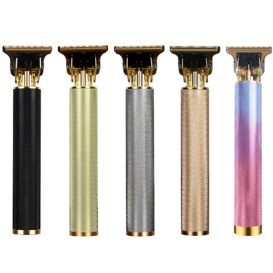 ماكينة قص الشعر الكهربائية المجوفة على شكل حرف T برأس فولاذي مع شحن USB، رأس فولاذي (أسود)، رأس فولاذي (ذهبي)، رأس فولاذي (فضي)، رأس فولاذي (متدرج)