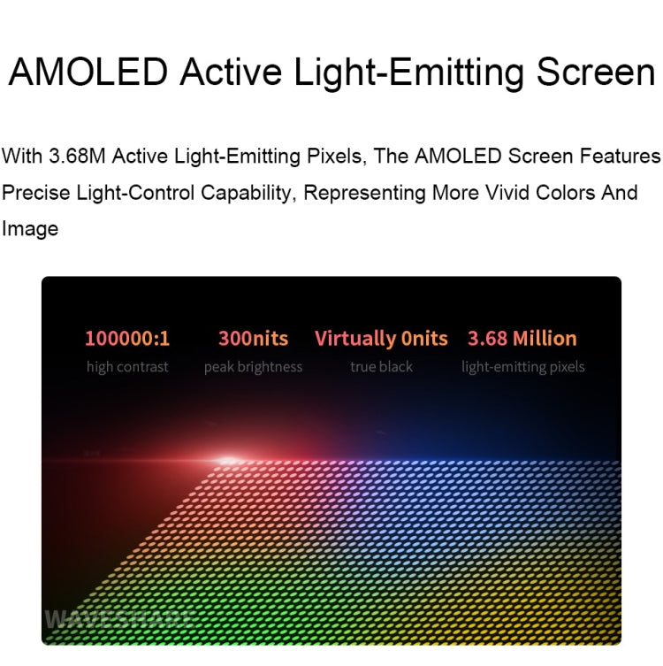 Waveshare 13.3 Inch 2K 2560×1440 HDMI/Type-C Display Interface AMOLED Touch Display