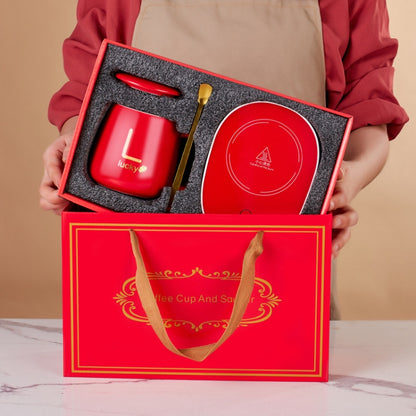 Constant Temperature Heating Smart Ceramic Coffee Cup Set, USB Plug(Pink+Gift Box), USB Plug(White+Gift Box), USB Plug(Red+Gift Box)