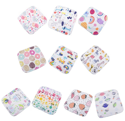 10 PCS Baby Cotton Saliva Handkerchief Cartoon Small Square Face Towel Color Random Delivery, Cartoon Face Towel