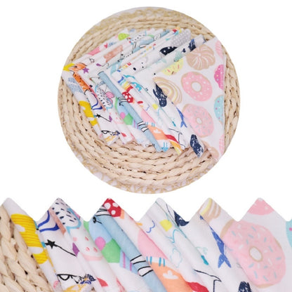 10 PCS Baby Cotton Saliva Handkerchief Cartoon Small Square Face Towel Color Random Delivery, Cartoon Face Towel