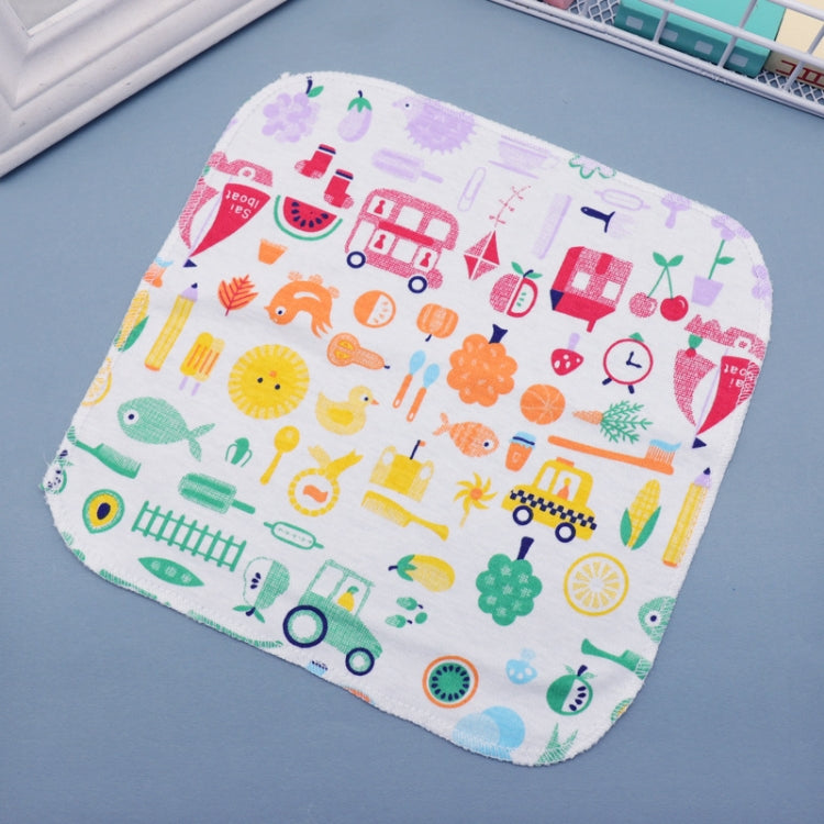 10 PCS Baby Cotton Saliva Handkerchief Cartoon Small Square Face Towel Color Random Delivery, Cartoon Face Towel