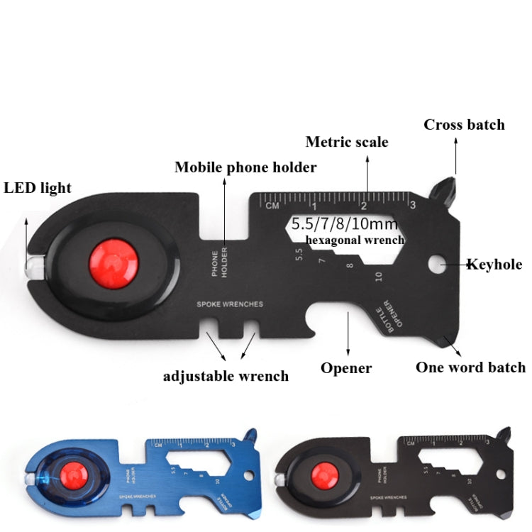 8 In 1 Stainless Steel Multi-Function Tool Card Camping Survival Card With Light