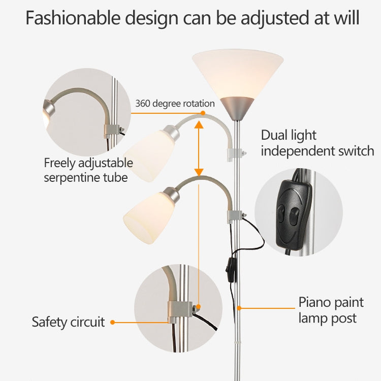 Double Head LED Eye Protection Mother and Son Floor Lamp Living Room Bedroom Bedside Vertical Table Lamp CN Plug
