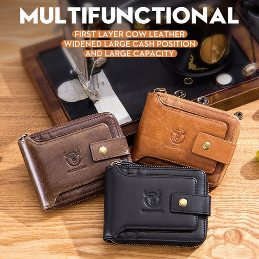 BUFF CAPTAIN 231 First Layer Cowhide Zipper Wallet Horizontal Leather Multiple-Card Thicken Album Wallet