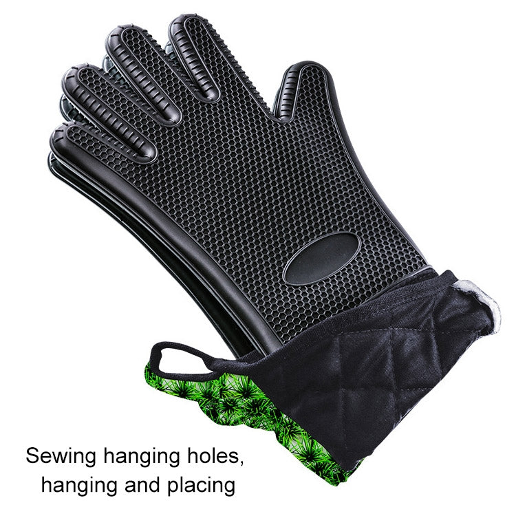 Extended Silicone Non-slip Gloves Resistant To High Temperatures Insulated Microwave Ovens Anti-scalding Gloves, Extended Silicone Gloves