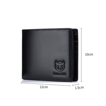 BUFF CAPTAIN 05 Men Leather Short Wallet Anti-Theft Brush Multi-Card Bit First-Layer Soft Cowhide Wallet, Red, Yellow Brown
