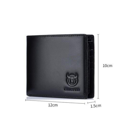 BUFF CAPTAIN 05 Men Leather Short Wallet Anti-Theft Brush Multi-Card Bit First-Layer Soft Cowhide Wallet, Red, Yellow Brown