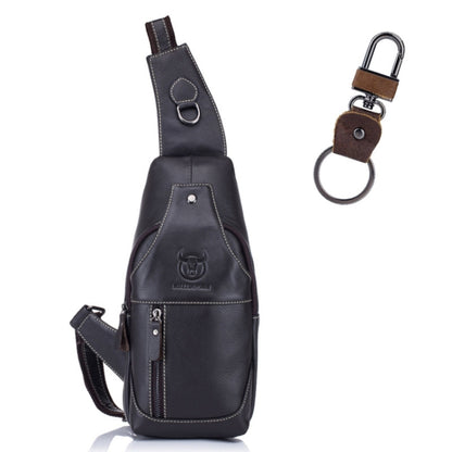 BULL CAPTAIN 019 Retro Men Leather Crossbody Shoulder Bag First-Layer Cowhide Chest Bag, Colour: Black + Buckle, Chestnut Brown, Yellow Brown, Gray Brown, Pure Black, Chestnut Brown + Buckle + Bracket, Black + Buckle + Bracket, Yellow + Buckle + Bracke...