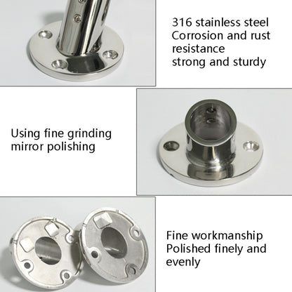 60 Degree Round Pipe Seat 316 Stainless Steel Corrosion-Resistant Marine Tube Seat, 22mm 7/8 inch, 25mm 1 inch