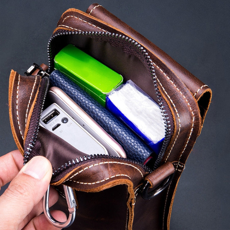 حقيبة خصر متعددة الوظائف من BUFF CAPTAIN 075 للرجال، مصنوعة من جلد البقر من الطبقة الأولى، بتصميم قطري