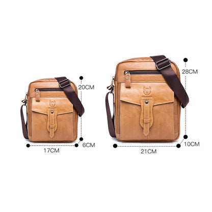 BUFF CAPTAIN 053 Men Leather Shoulder Messenger Bag First-Layer Cowhide Large Capacity Briefcase, Specification：, Large (Yellow Brown), Small (Yellow Brown), Large (Black), Small (Black), Large (Dark Brown), Small (Dark Brown)