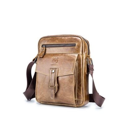 BUFF CAPTAIN 053 Men Leather Shoulder Messenger Bag First-Layer Cowhide Large Capacity Briefcase, Specification：, Large (Yellow Brown), Small (Yellow Brown), Large (Black), Small (Black), Large (Dark Brown), Small (Dark Brown)