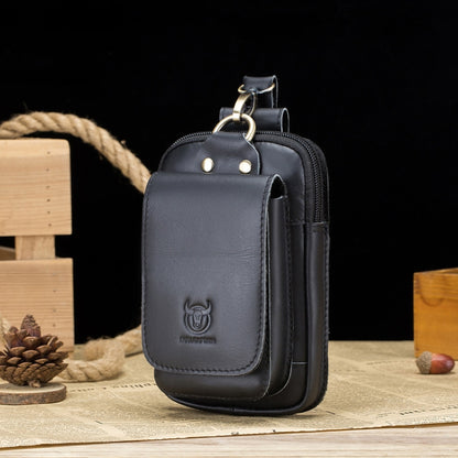 BULL CAPTAIN 028 Multi-Function Cattle Leather Waist Bag Magnetic Buckle Mobile Phone Belt Bag, Black, Coffee, Coffee No Logo, Yellow Brown