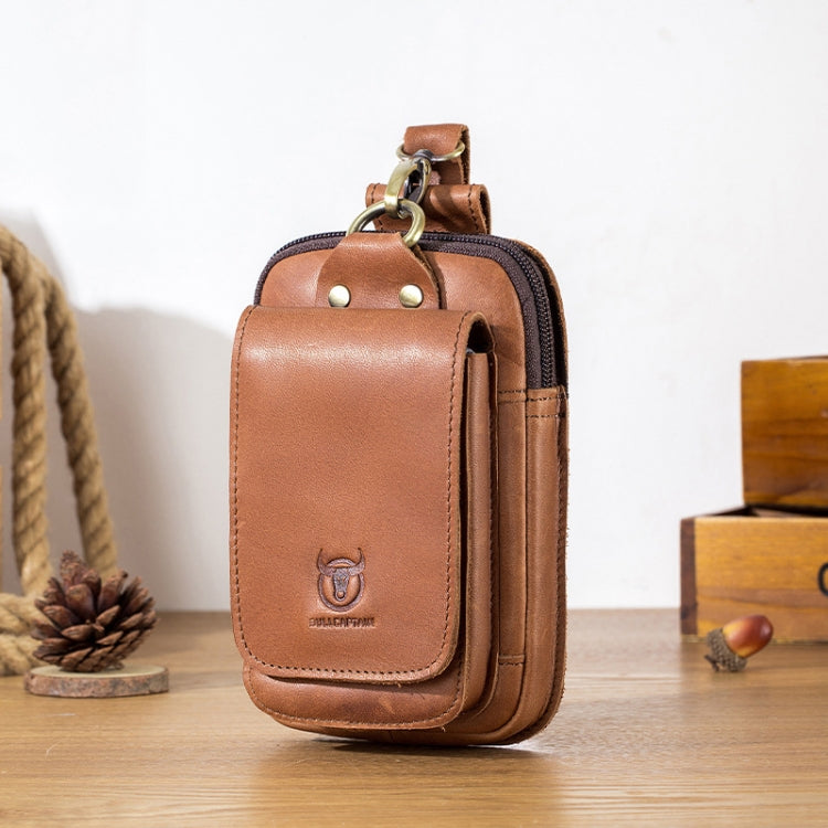 BULL CAPTAIN 028 Multi-Function Cattle Leather Waist Bag Magnetic Buckle Mobile Phone Belt Bag, Black, Coffee, Coffee No Logo, Yellow Brown