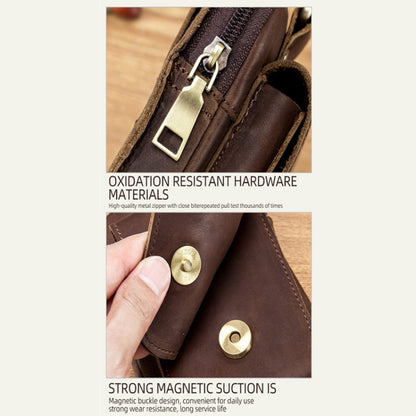 BULL CAPTAIN 028 Multi-Function Cattle Leather Waist Bag Magnetic Buckle Mobile Phone Belt Bag, Black, Coffee, Coffee No Logo, Yellow Brown