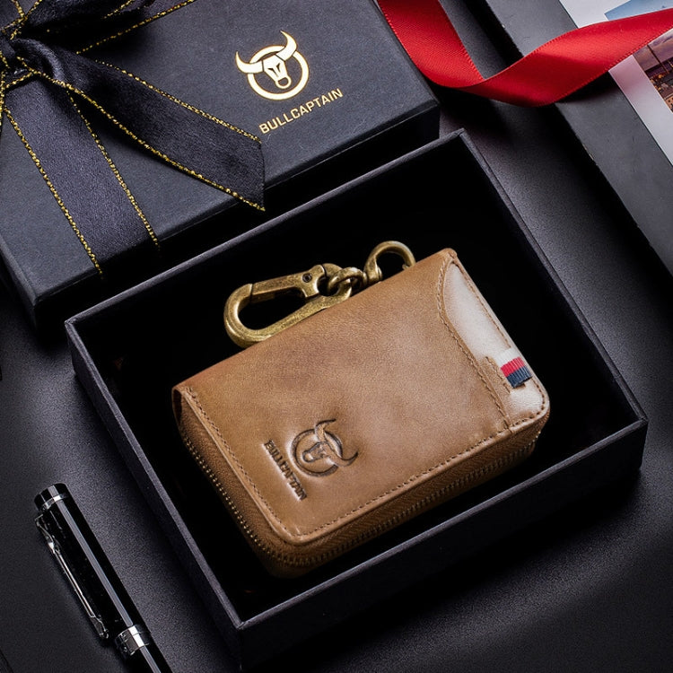 BUFF CAPTAIN 474 Multifunctional Leather Coin Purse Man Hanging Waist Door Anti-Brush Key Bag, Blue, Black, Yellow Brown, Brown, Yellow Brown Gift Box, Black Gift Box, Brown Gift Box, Blue Gift Box