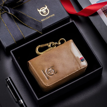 BUFF CAPTAIN 474 Multifunctional Leather Coin Purse Man Hanging Waist Door Anti-Brush Key Bag, Blue, Black, Yellow Brown, Brown, Yellow Brown Gift Box, Black Gift Box, Brown Gift Box, Blue Gift Box