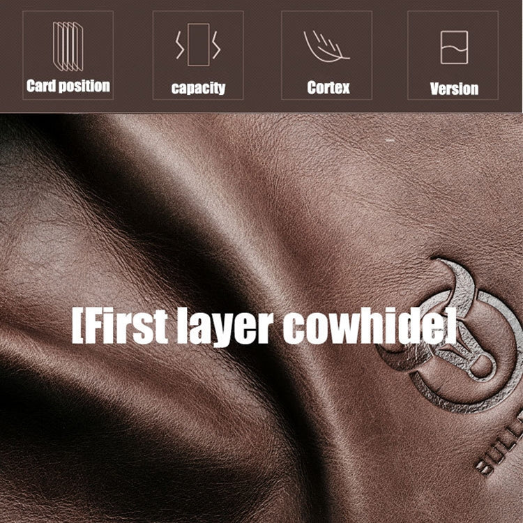 BULL CAPTAIN 028 Long Buckle Retro Cowhide Multi-Function Wallet (Black), Orange, Green, Blue, Red, Black, Brown