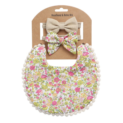 Baby Linen Cotton Printed Double-sided Saliva Towel Headband Set, DP021-1, DP021-2, DP021-3, DP021-4, DP021-5, DP021-6, DP021-7, DP021-13, DP021-9, DP021-10, DP021-11, DP021-12