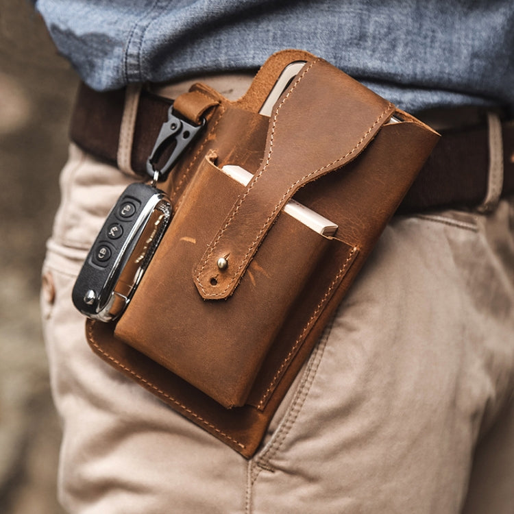 6543 Men Retro Sports Mobile Phone Belt Bag Waist Bag, Black, Coffee, Brown, Blue