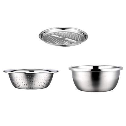 Stainless Steel Multifunctional Grater Kitchen Draining And Washing Basin Set, 3 in 1, 3 in 1 Thickened