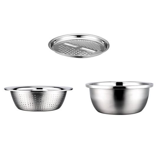 Stainless Steel Multifunctional Grater Kitchen Draining And Washing Basin Set, 3 in 1, 3 in 1 Thickened