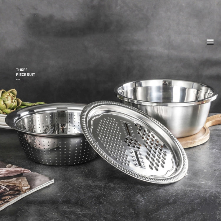 Stainless Steel Multifunctional Grater Kitchen Draining And Washing Basin Set, 3 in 1, 3 in 1 Thickened
