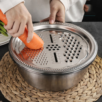 Stainless Steel Multifunctional Grater Kitchen Draining And Washing Basin Set, 3 in 1, 3 in 1 Thickened