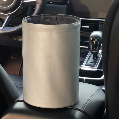 2 PCS Leather Foldable Car Trash Can Mini Chair Back Suspended Waterproof Trash Can, Black, Wine Red, Beige, Gray