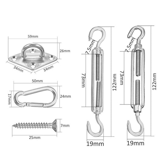 Outdoor Rectangle Shade Sail 304 Stainless Steel Accessories Outdoor Shade Flower Basket Screws Diamond Door Buckle