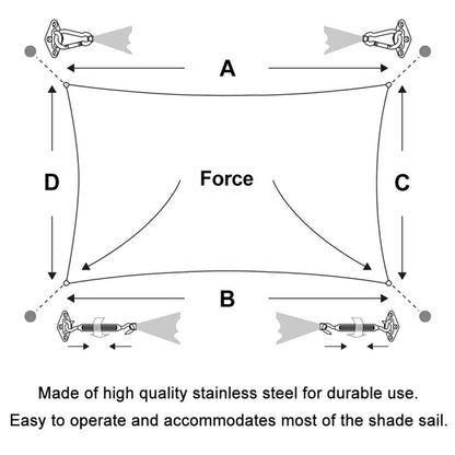 Outdoor Rectangle Shade Sail 304 Stainless Steel Accessories Outdoor Shade Flower Basket Screws Diamond Door Buckle