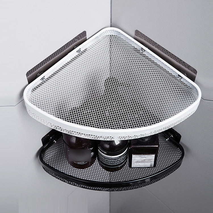 Bathroom Toilets Wall-Mounted Shelves Punch-Free Kitchen Wall-Mounted Storage Racks, Black, White