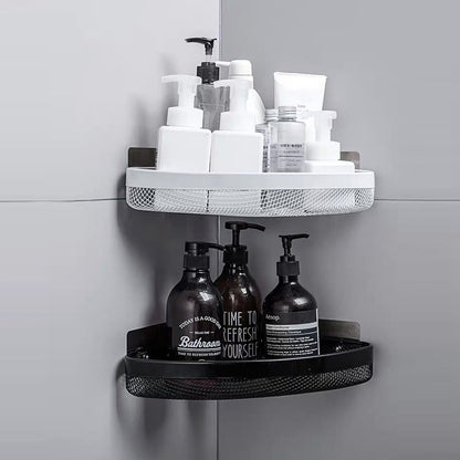 Bathroom Toilets Wall-Mounted Shelves Punch-Free Kitchen Wall-Mounted Storage Racks, Black, White