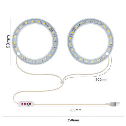 مصباح نمو النباتات LED، حلقة إضاءة داخلية ذكية ذات توقيت كامل، رأس واحد، رأسين، ثلاثة رؤوس، أربعة رؤوس